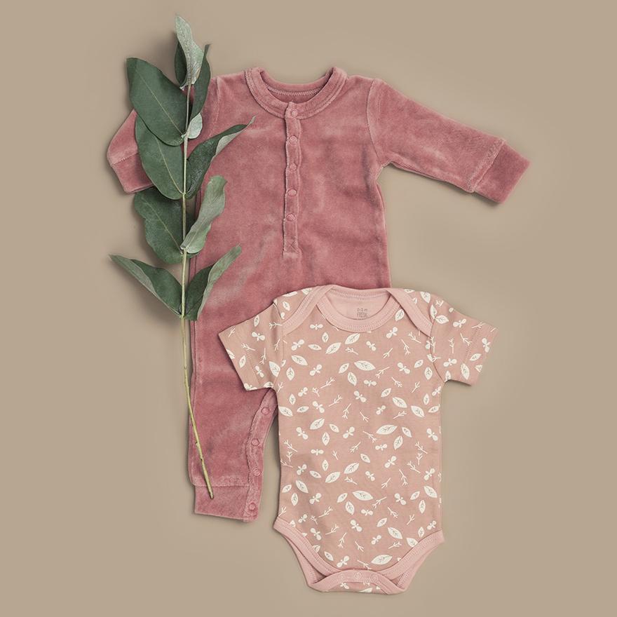 Short-sleeved Bodysuit - Forest Dusty Pink by Fresk