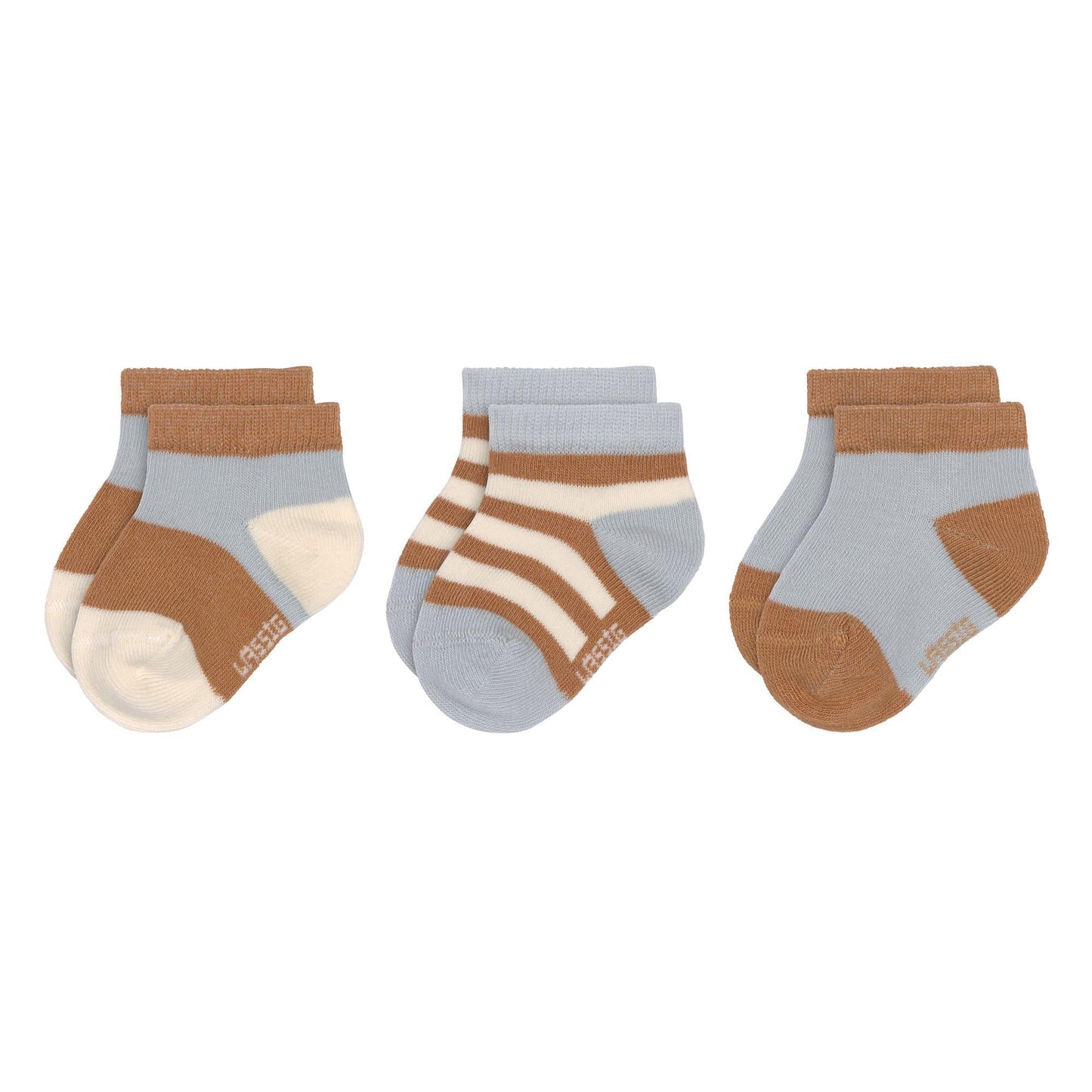 Lot de 3 paires de chaussettes basses - Light blue & caramel