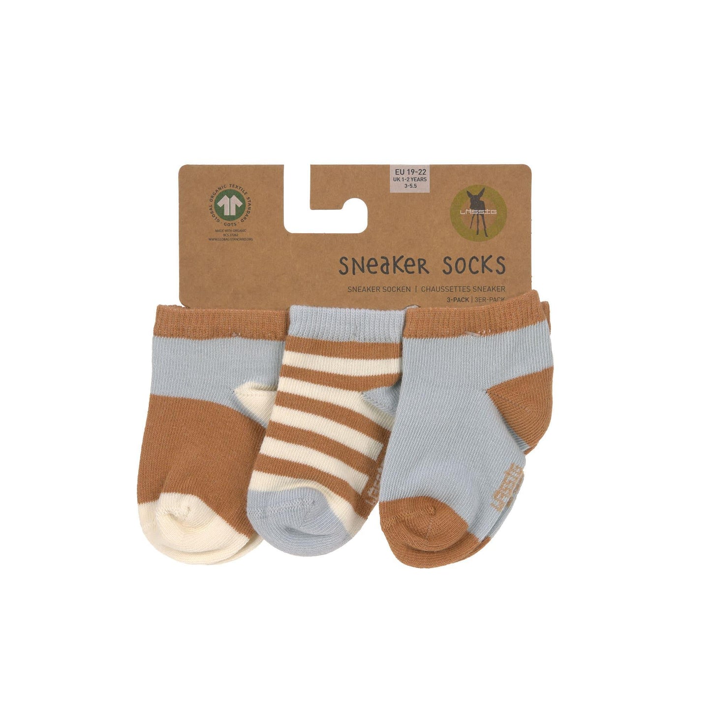 Lot de 3 paires de chaussettes basses - Light blue & caramel