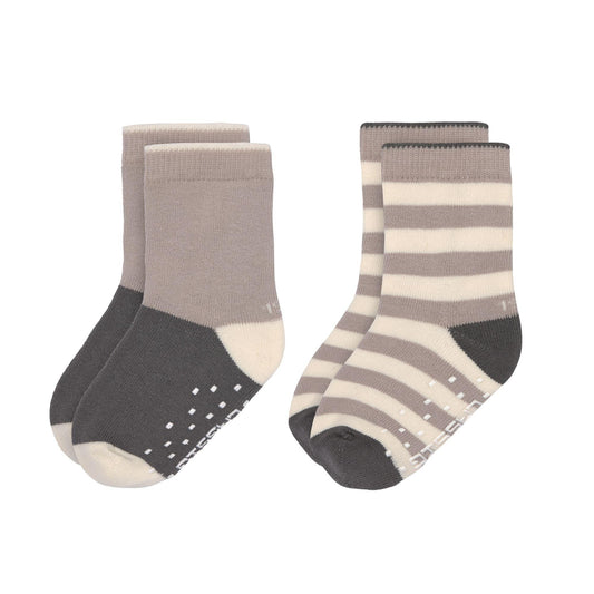 Lot de 3 paires de chaussettes anti-dérapantes - Anthracite & taupe