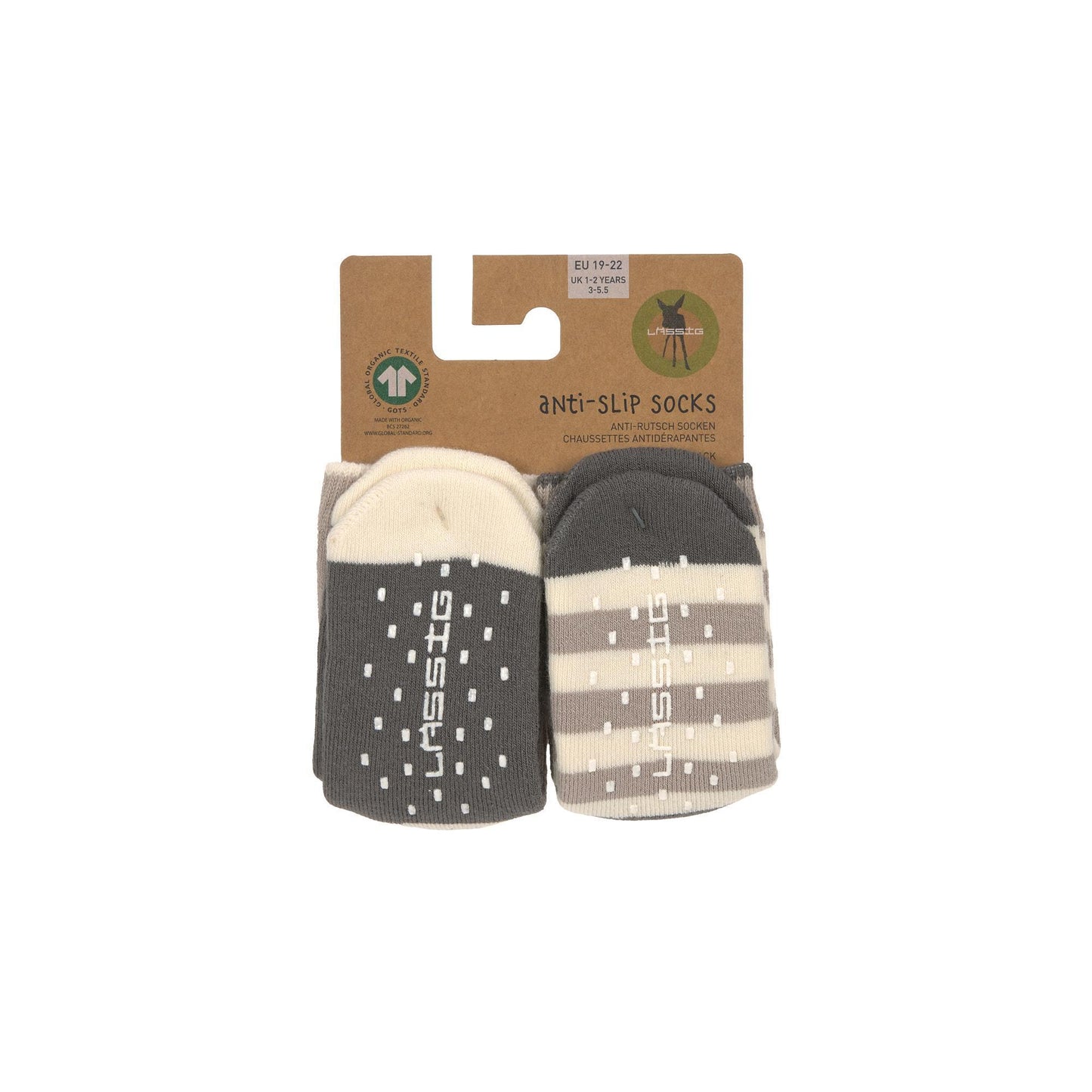 Lot de 3 paires de chaussettes anti-dérapantes - Anthracite & taupe