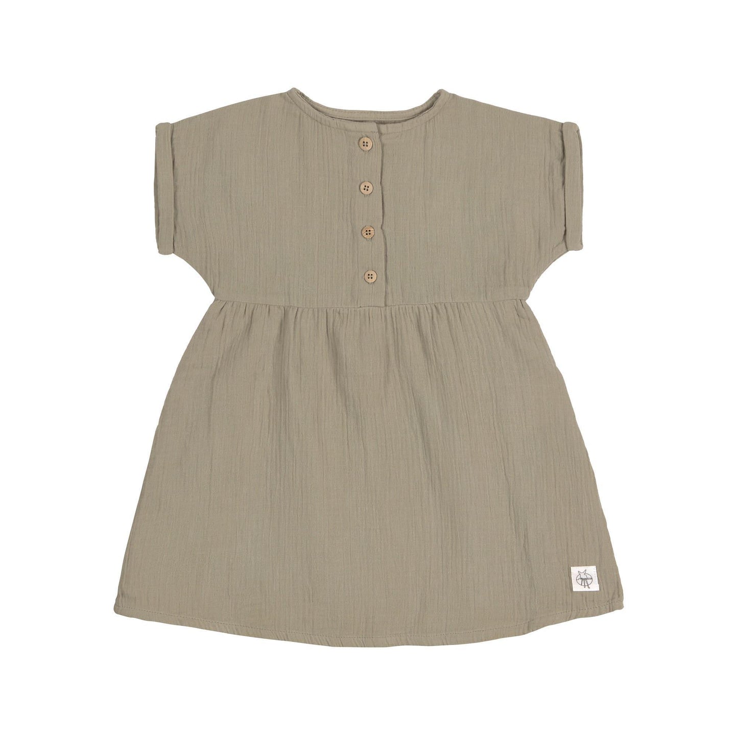 Robe en mousseline de coton bio - Olive