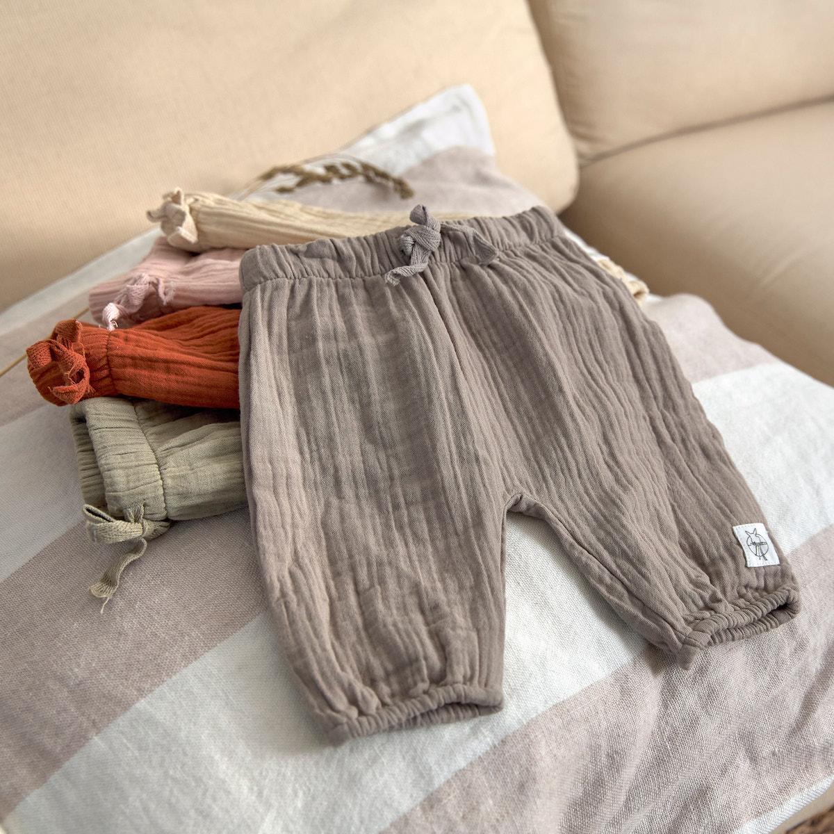 Pantalon en mousseline de coton bio - Taupe