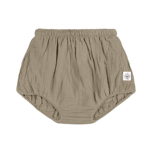 Culotte-short en mousseline de coton bio - Olive