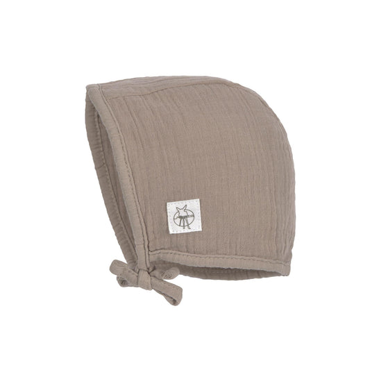 Bonnet en mousseline de coton bio - Taupe