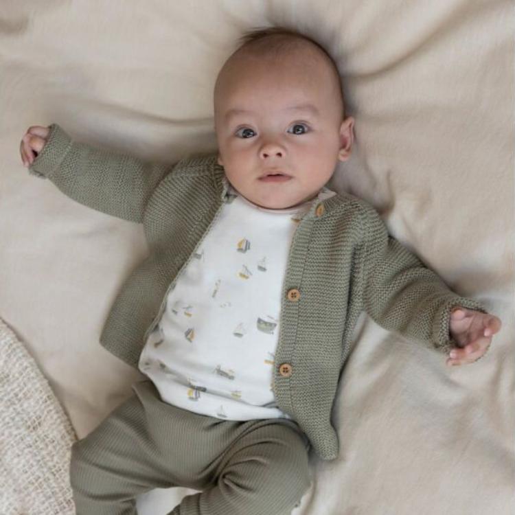 Cardigan en tricot olive - Little Dutch