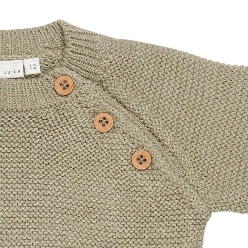 Grenouillère en Tricot olive - Little Dutch