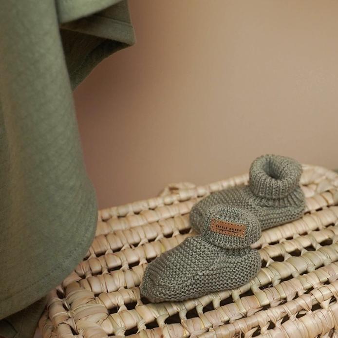 Chaussons pour bébé olive - Little Dutch