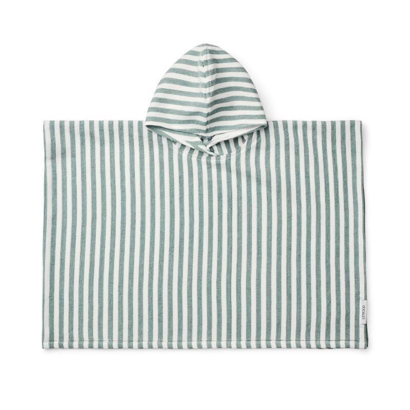 Liewood Paco Striped Peppermint & White Parent Bath Poncho