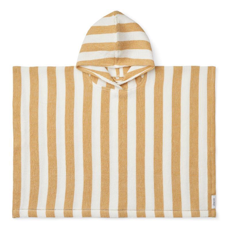 Liewood Paco White and Yellow Mellow Striped Bath Poncho Parent