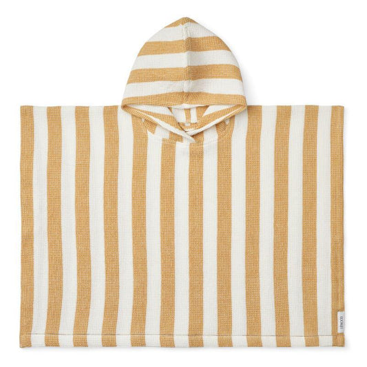 Liewood Paco White and Yellow Mellow Striped Bath Poncho Parent