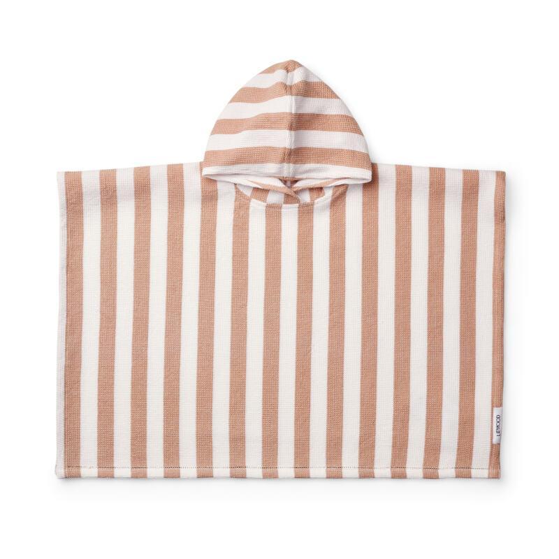 Liewood Paco Y/D Stripes White / Tuscany Rose Parent Beach Poncho