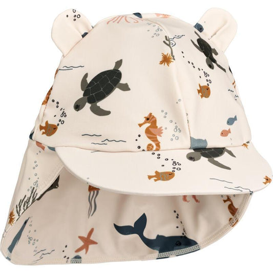 Liewood Children's Neck Protection Cap Senia Sea Creature/Sandy Parent