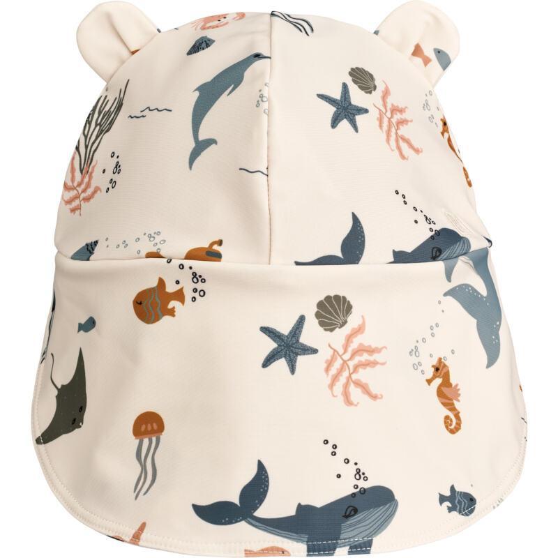 Liewood Children's Neck Protection Cap Senia Sea Creature/Sandy Parent