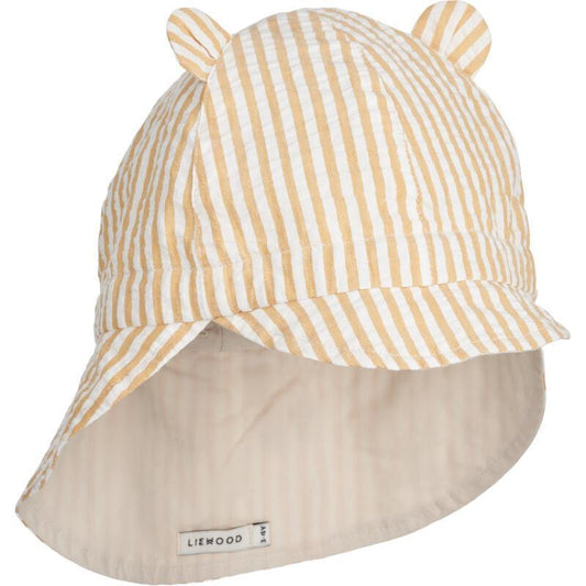 Liewood Child Sun Protection Reversible Hat Gorm Y/D Stripes Yellow Mellow / Cream de la Cream Parent