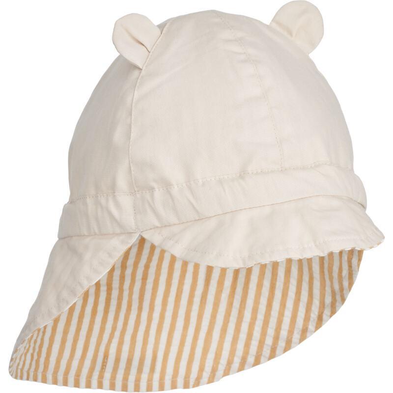 Liewood Child Sun Protection Reversible Hat Gorm Y/D Stripes Yellow Mellow / Cream de la Cream Parent