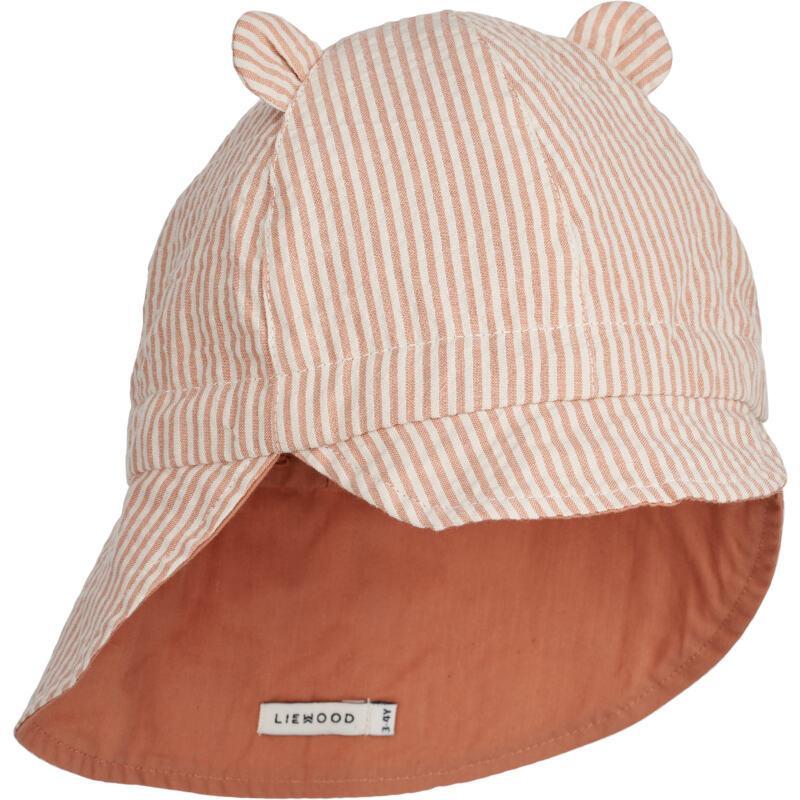 Liewood Reversible Kids Neck-Protecting Cap Gorm Y/D Stripe Tuscany Rose / Sandy Parent