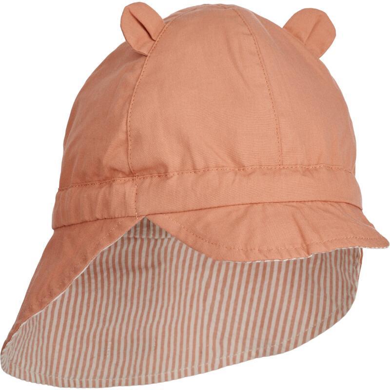 Liewood Reversible Kids Neck-Protecting Cap Gorm Y/D Stripe Tuscany Rose / Sandy Parent