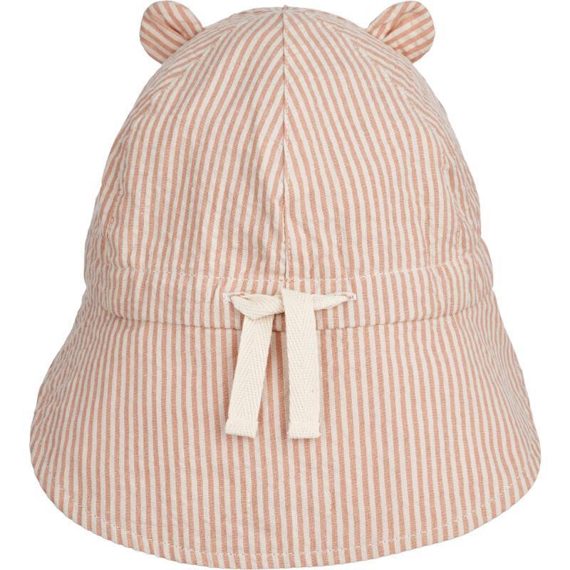 Liewood Reversible Kids Neck-Protecting Cap Gorm Y/D Stripe Tuscany Rose / Sandy Parent