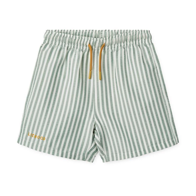 Liewood Duke Stripe Peppermint / Crisp White Kids Beach Shorts - Parent