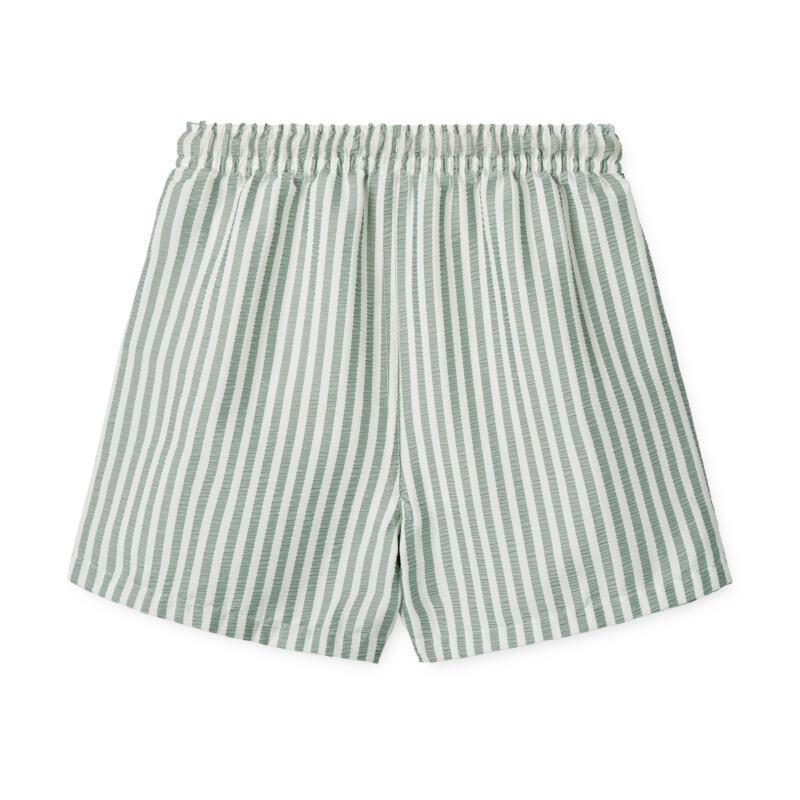 Liewood Duke Stripe Peppermint / Crisp White Kids Beach Shorts - Parent