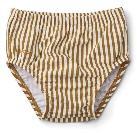 Liewood Anthony Y & D Stripe Golden Caramel & White Baby Swim Trunk Parent