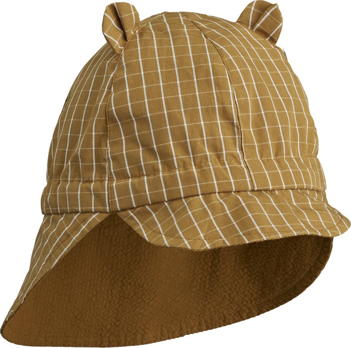 Liewood Reversible Child Sun Hat Gorm Y & D Check Golden Caramel & White Parent