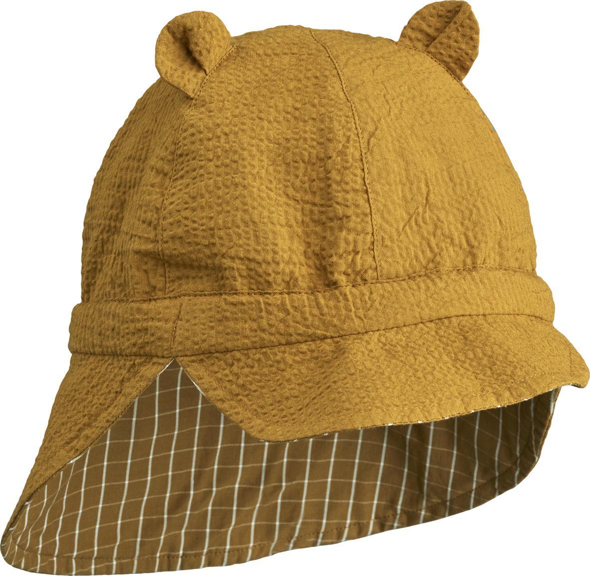 Liewood Reversible Child Sun Hat Gorm Y & D Check Golden Caramel & White Parent