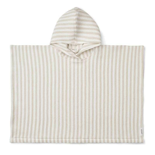 Liewood Paco Y & D Stripe Crisp White & Sandy Parent Beach Poncho