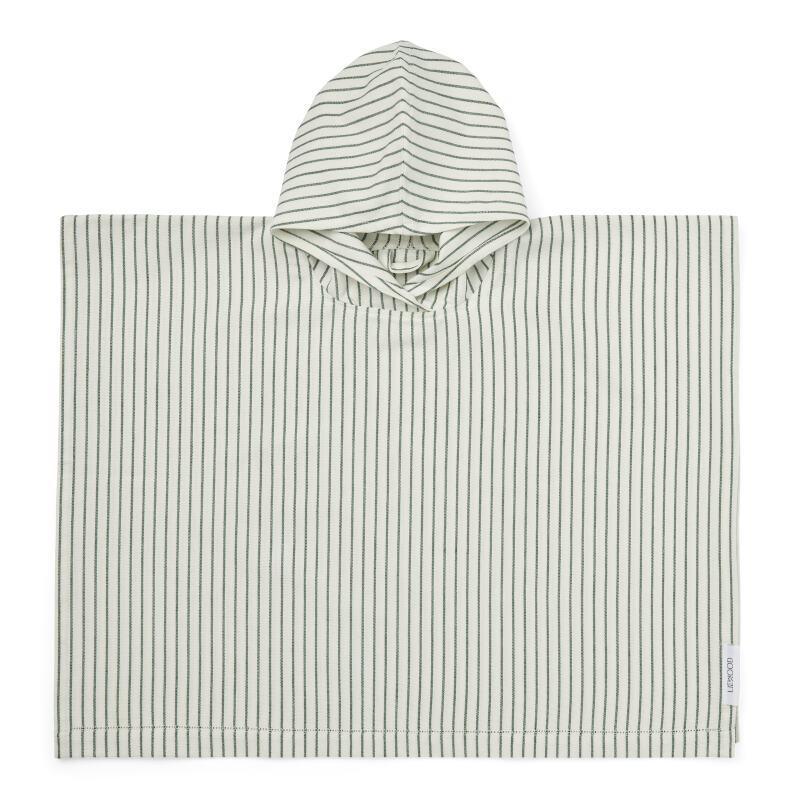 Liewood Garden Green & Crème de la Crème Striped Roomie Poncho Parent