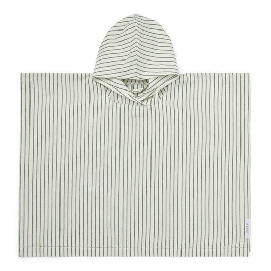 Liewood Garden Green & Crème de la Crème Striped Roomie Poncho Parent