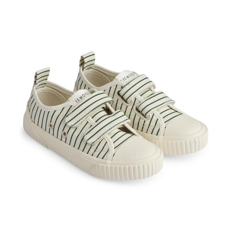 Liewood Children's Canvas Slip-On Baskets Kim Stripe Garden Green & Cream de la Cream Parent