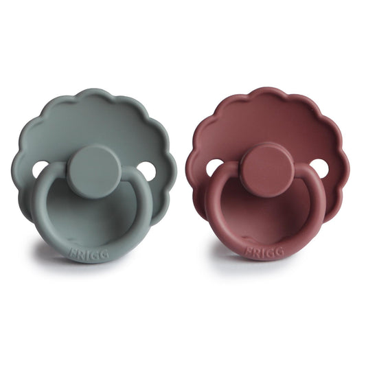 Set de 2 tétines Daisy en silicone - French gray/woodchuck