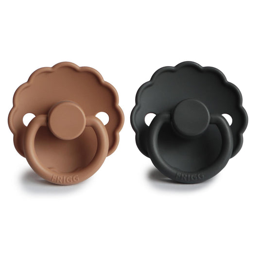 Set de 2 tétines Daisy en silicone - Graphite/peach bronze