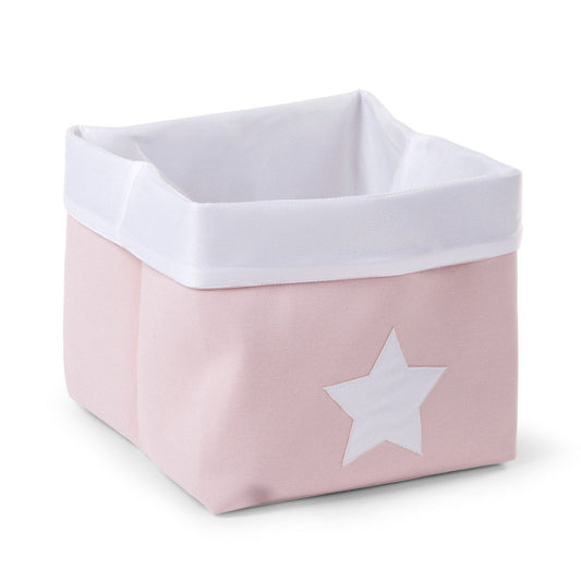 Childhome - Canvas Basket - 32x32x29 cm - Soft Pink/White