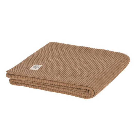 GOTS Nubs knitted blanket light brown, 80 x 100 cm